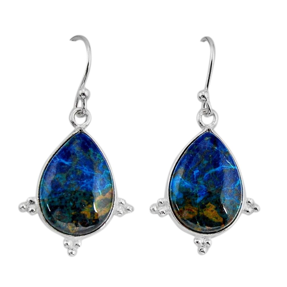 925 sterling silver 3.06cts natural blue chrysocolla dangle earrings y72954