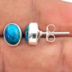 925 sterling silver 4.59cts natural blue chrysocolla stud earrings t83438