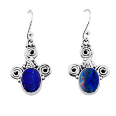 925 sterling silver 4.28cts natural blue doublet opal australian earrings n34966