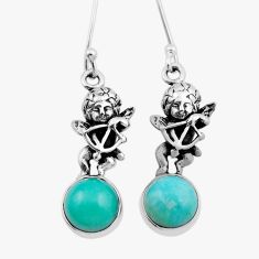 925 sterling silver 5.56cts natural blue  turquoise angel earrings n27991
