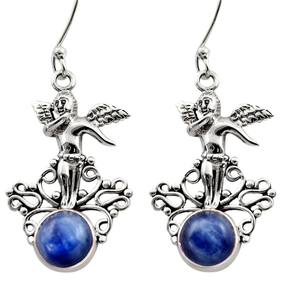 925 sterling silver 6.19cts natural blue kyanite angel earrings jewelry d40831