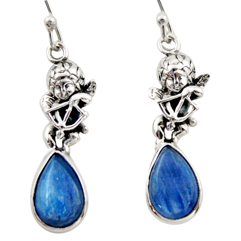 925 sterling silver 8.75cts natural blue kyanite angel earrings jewelry d46784