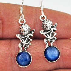 925 sterling silver 6.62cts natural blue kyanite angel earrings jewelry n27974
