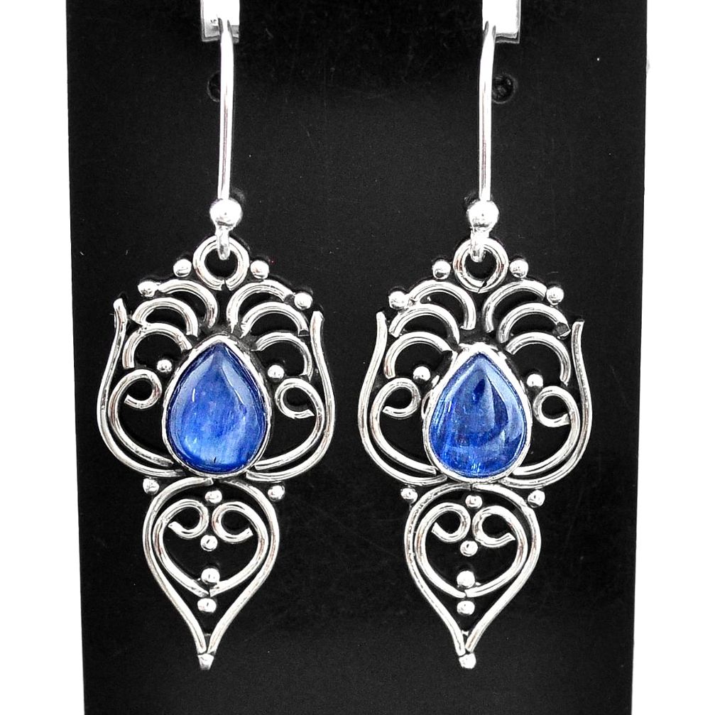 925 sterling silver 4.43cts natural blue kyanite dangle earrings jewelry t2512