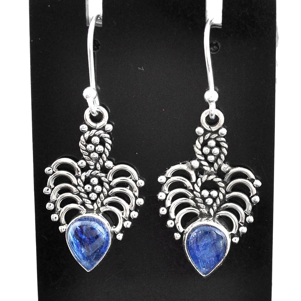 925 sterling silver 4.43cts natural blue kyanite dangle earrings jewelry t2527