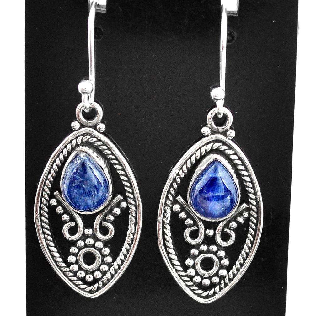 925 sterling silver 4.92cts natural blue kyanite dangle earrings jewelry t2539