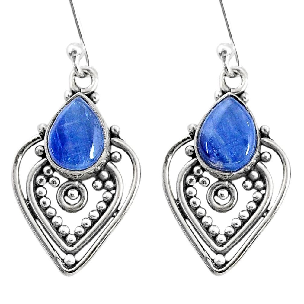 925 sterling silver 4.16cts natural blue kyanite dangle earrings jewelry t2545