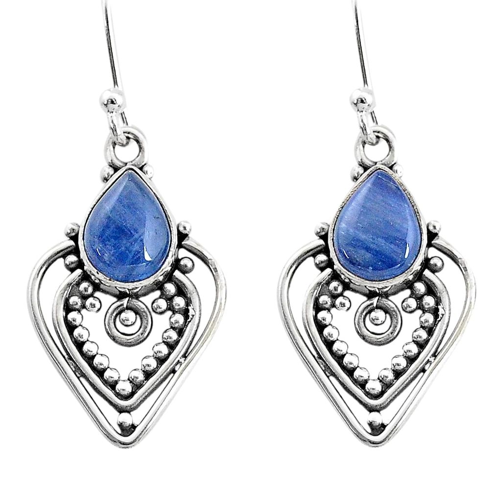 925 sterling silver 4.40cts natural blue kyanite dangle earrings jewelry t2548