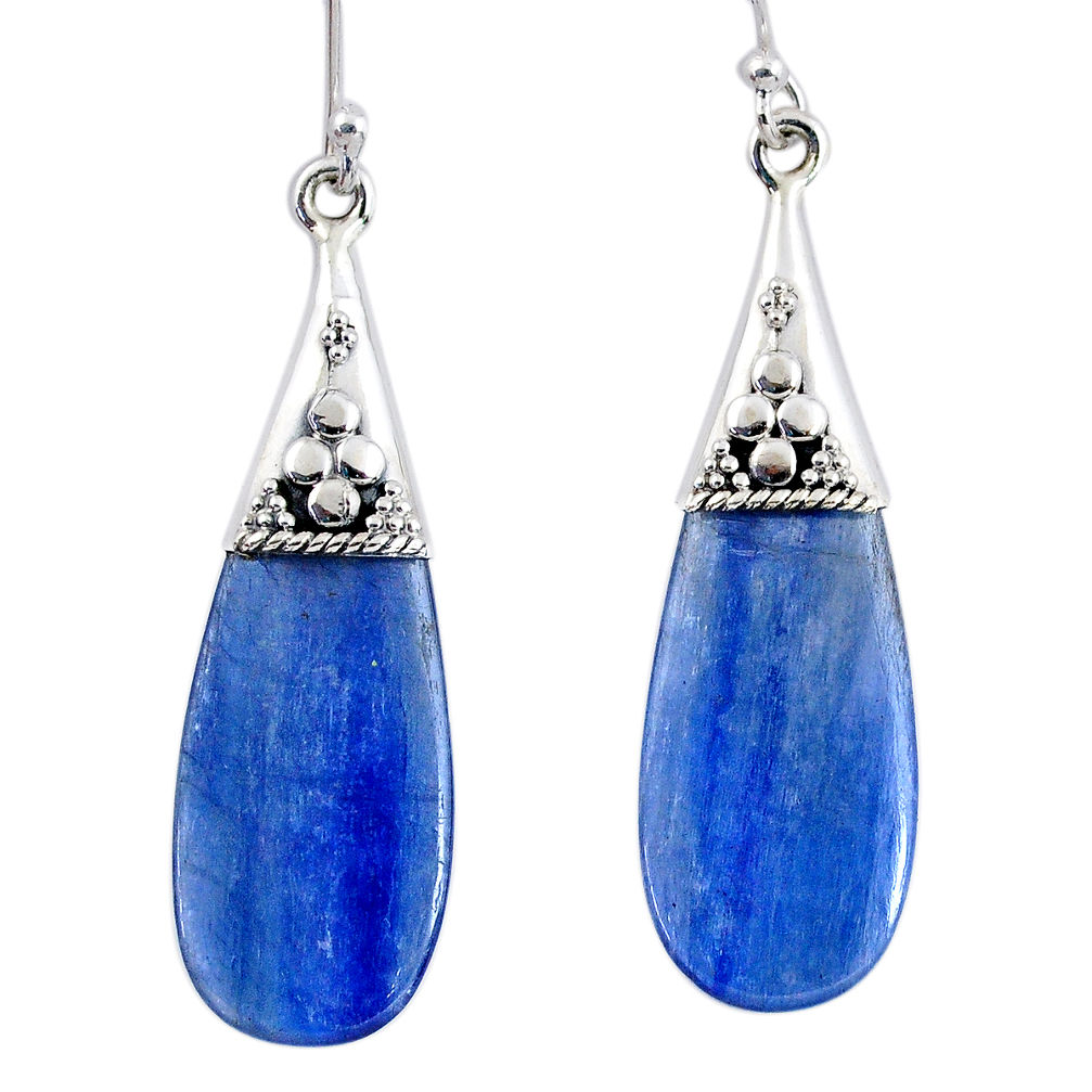 925 sterling silver 14.25cts natural blue kyanite earrings jewelry r57843