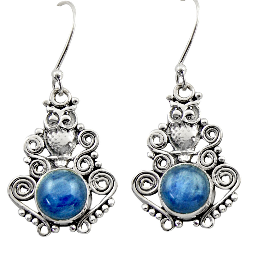 ver 7.11cts natural blue kyanite owl earrings jewelry d40939