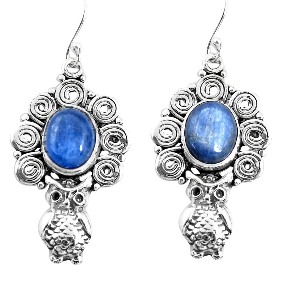 925 sterling silver 8.28cts natural blue kyanite owl earrings jewelry p52004