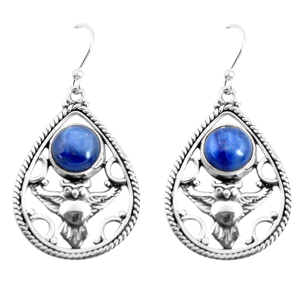 925 sterling silver 6.80cts natural blue kyanite owl earrings jewelry p52051