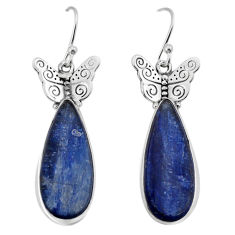 925 sterling silver 19.87cts natural blue kyanite pear butterfly earrings y71719