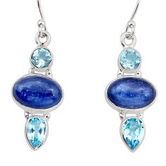 925 sterling silver 11.91cts natural blue kyanite topaz dangle earrings y80517