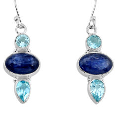 925 sterling silver 11.95cts natural blue kyanite topaz dangle earrings y80524