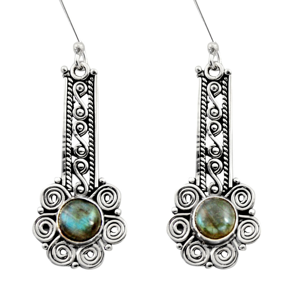 925 sterling silver 2.94cts natural blue labradorite dangle earrings d41104