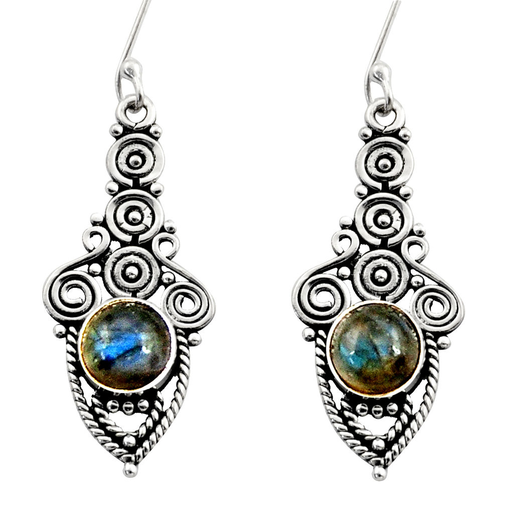 925 sterling silver 2.34cts natural blue labradorite dangle earrings d41110
