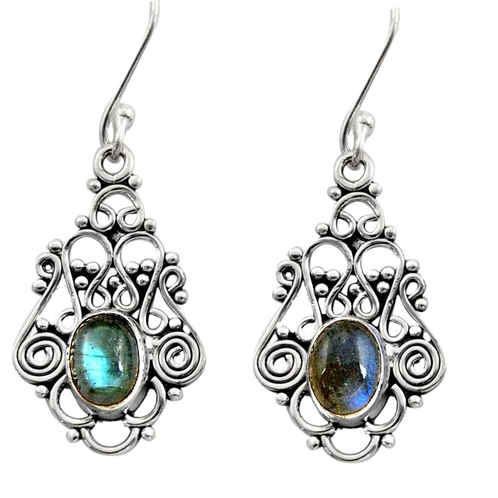 925 sterling silver 4.47cts natural blue labradorite dangle earrings d41114