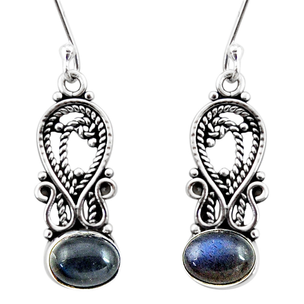 925 sterling silver 3.82cts natural blue labradorite dangle earrings d41118