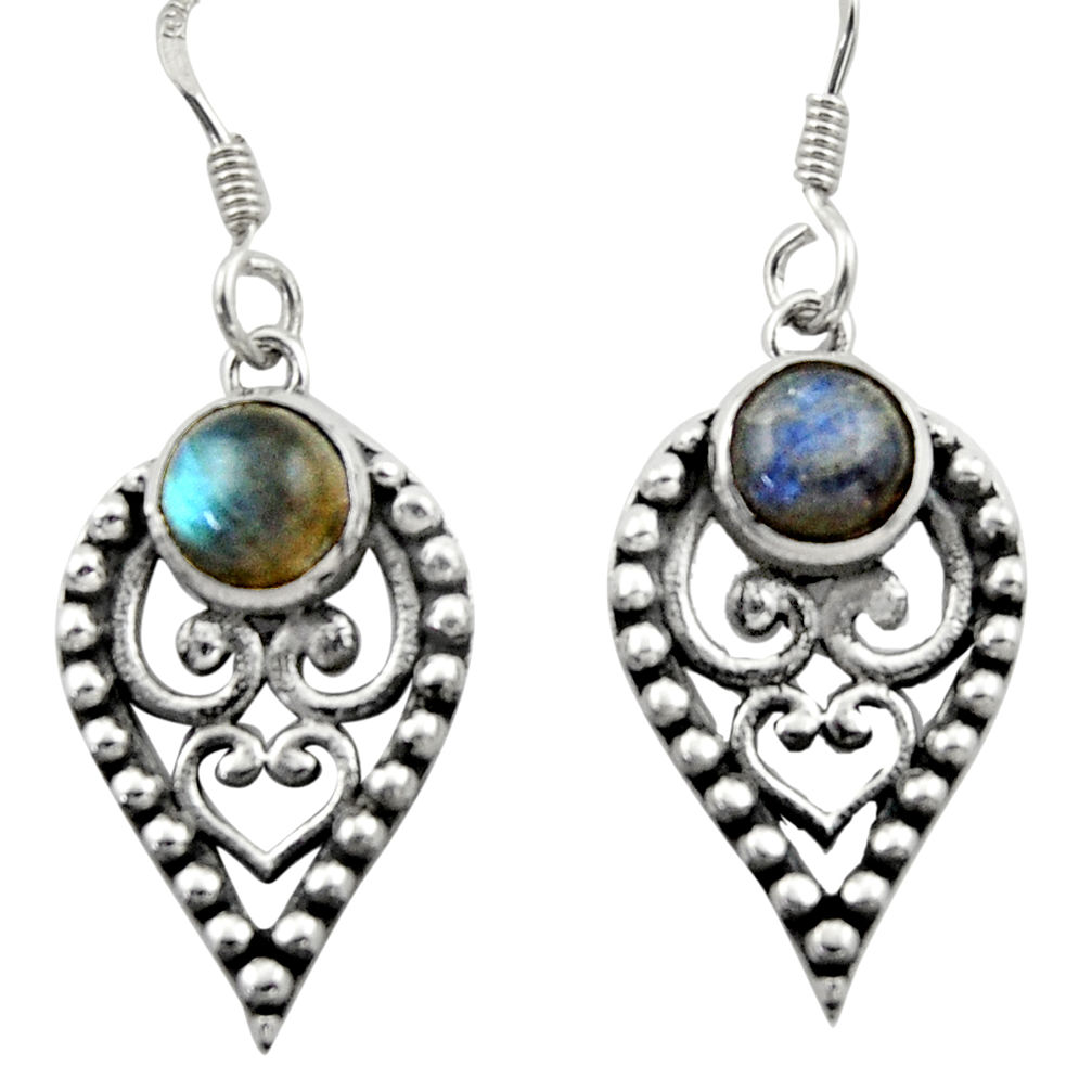 925 sterling silver 2.74cts natural blue labradorite dangle earrings d46808