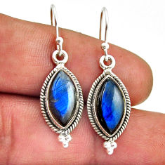 925 sterling silver 9.56cts natural blue labradorite dangle earrings n18815