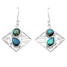 Clearance Sale- 925 sterling silver 7.07cts natural blue labradorite dangle earrings p32520