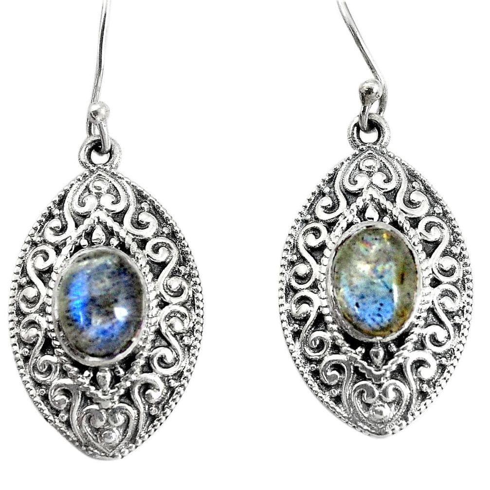 925 sterling silver 4.38cts natural blue labradorite dangle earrings p34500