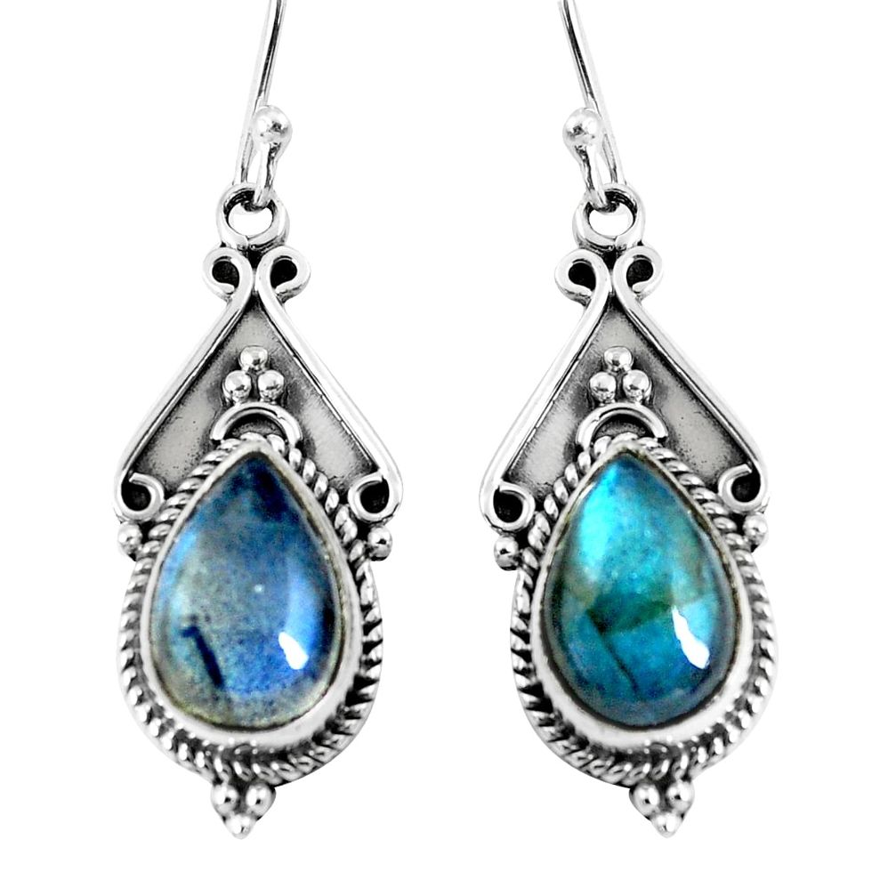 925 sterling silver 6.53cts natural blue labradorite dangle earrings p52780