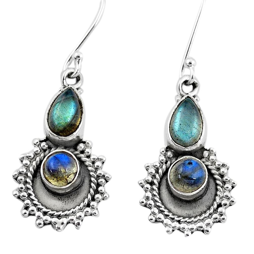 ver 6.26cts natural blue labradorite dangle earrings p5817