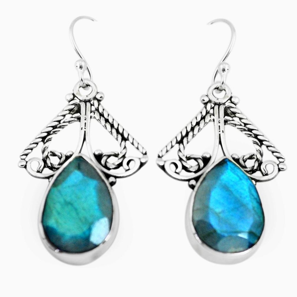 925 sterling silver 12.36cts natural blue labradorite dangle earrings p66496