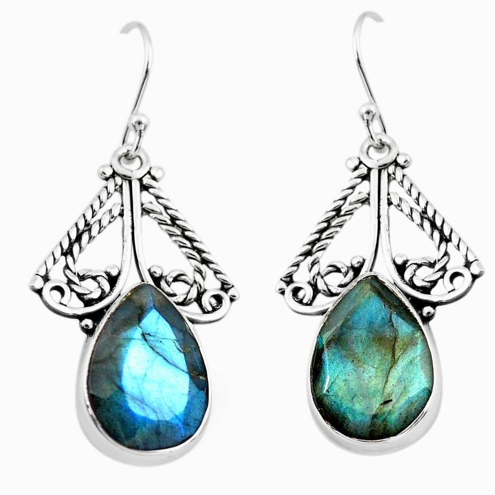 925 sterling silver 13.05cts natural blue labradorite dangle earrings p70372