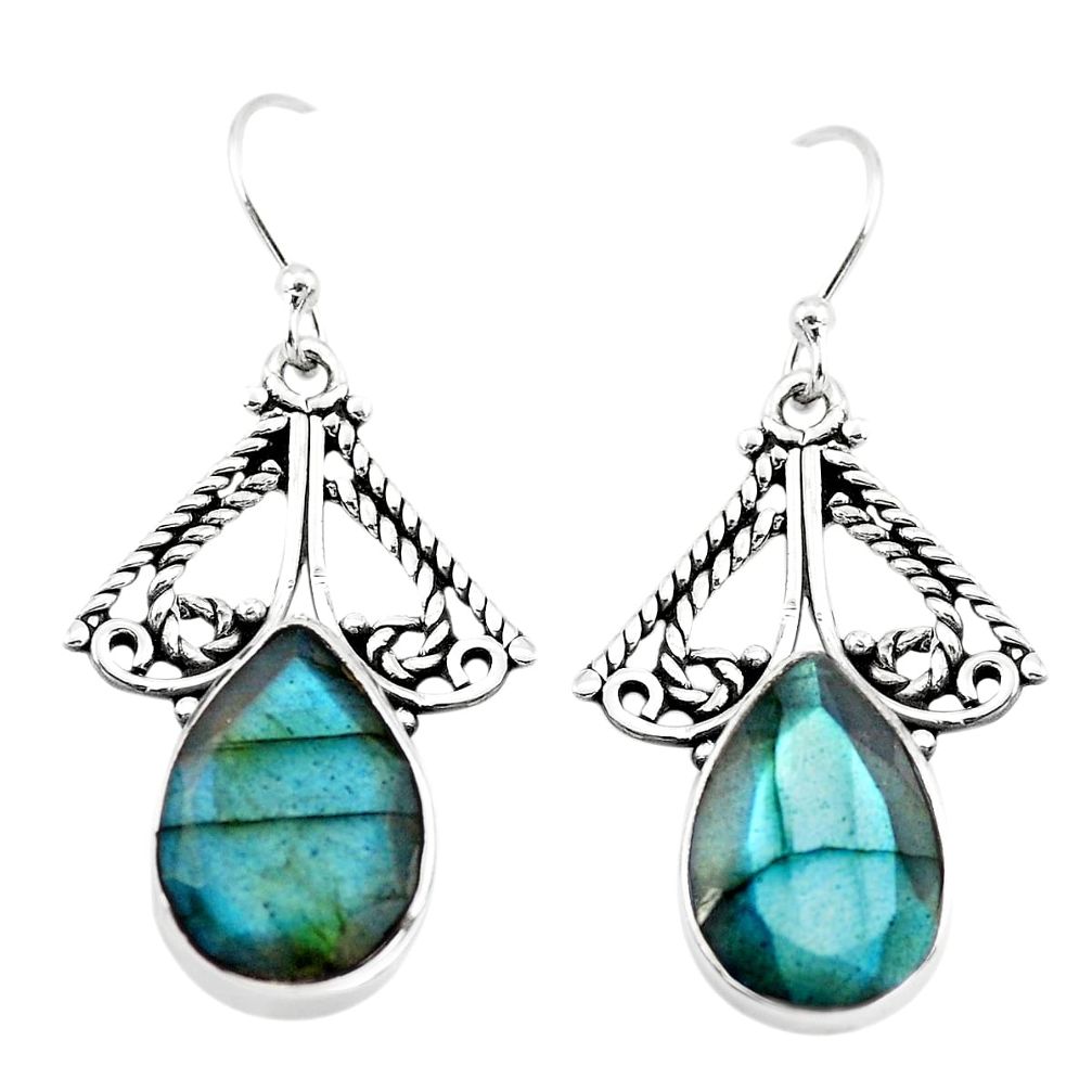 925 sterling silver 11.89cts natural blue labradorite dangle earrings p70375
