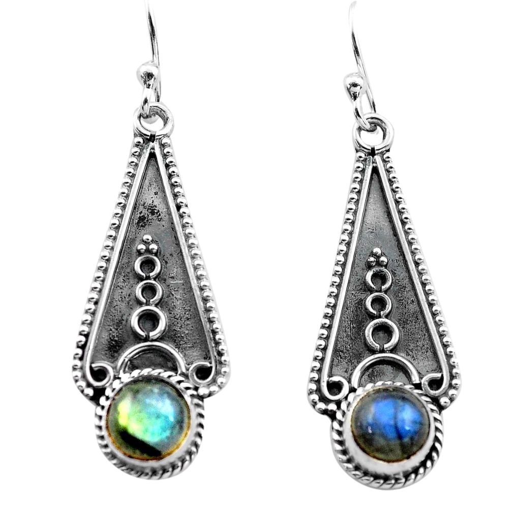 925 sterling silver 2.99cts natural blue labradorite dangle earrings p81328