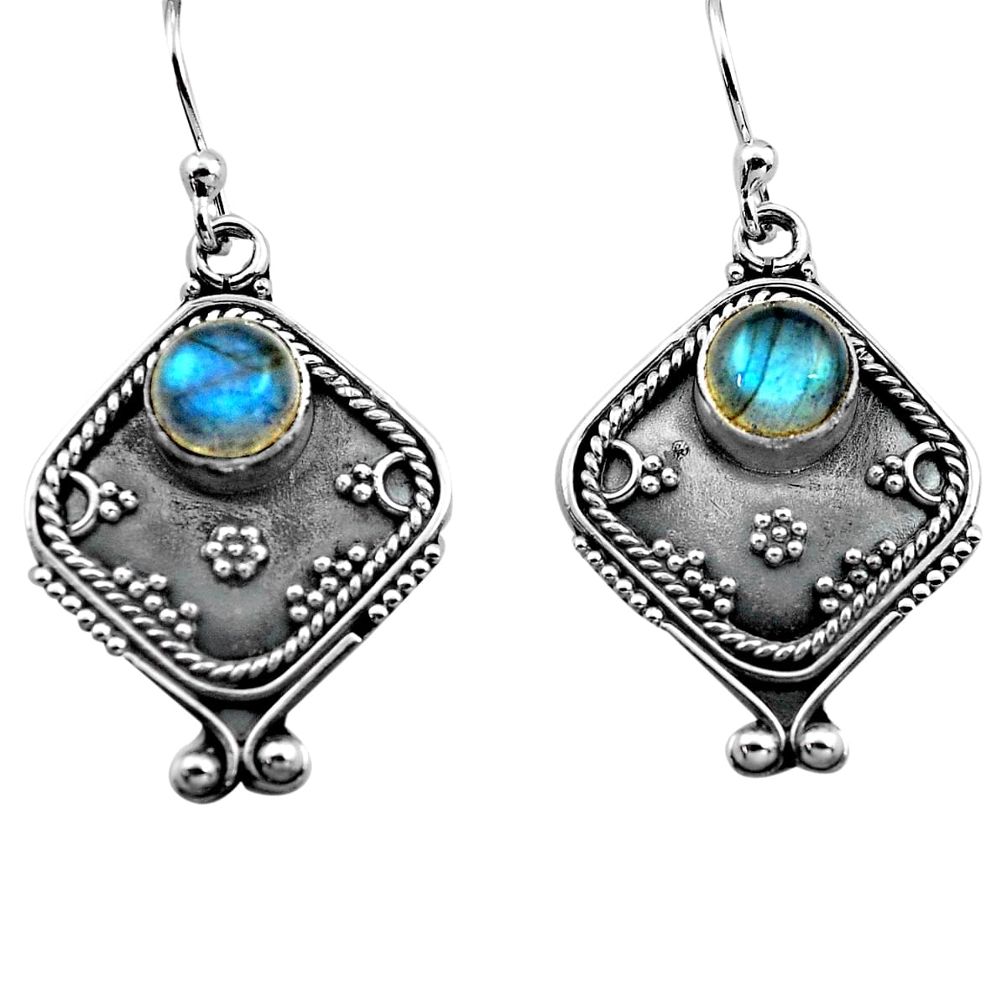 925 sterling silver 2.88cts natural blue labradorite dangle earrings p81334