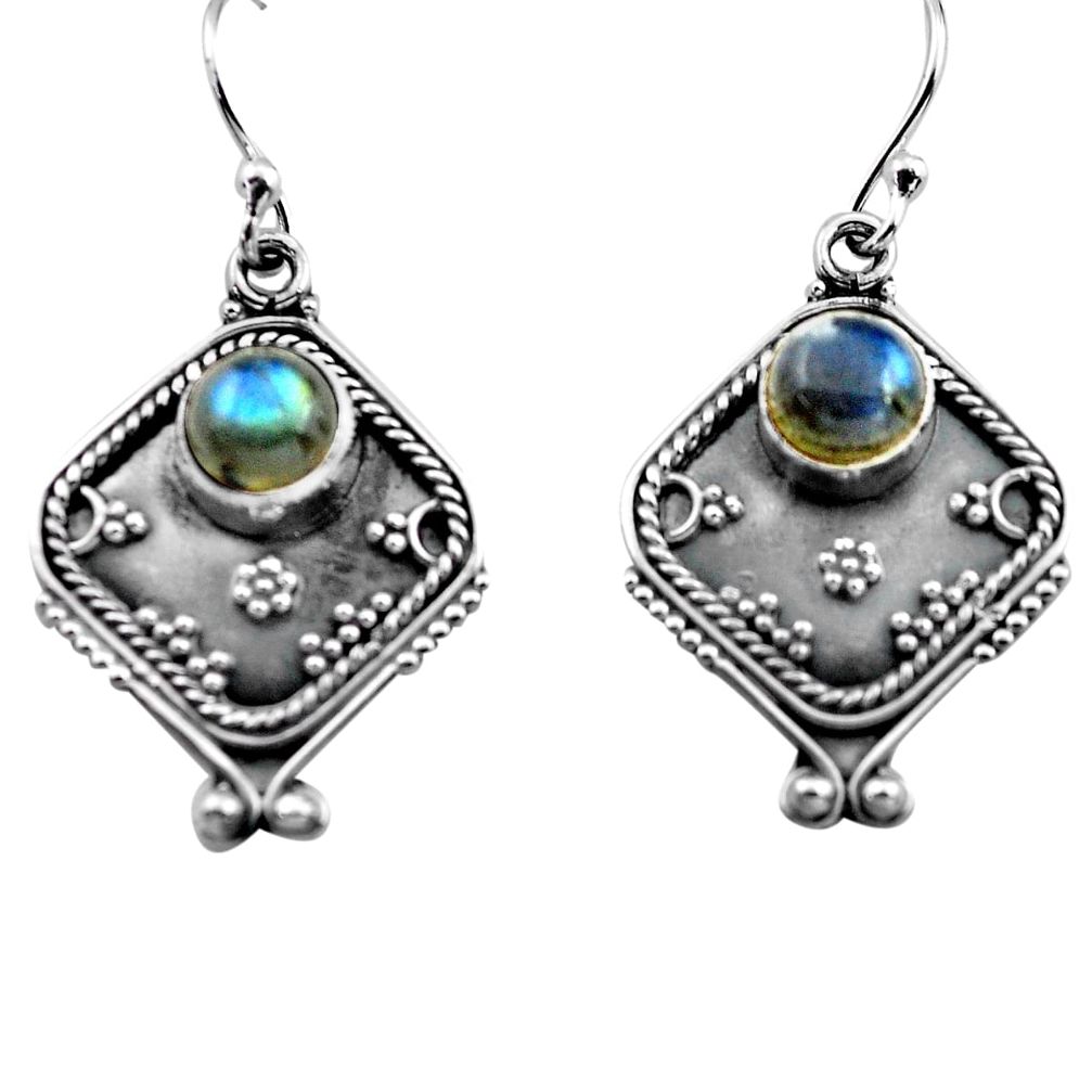 925 sterling silver 2.91cts natural blue labradorite dangle earrings p81337