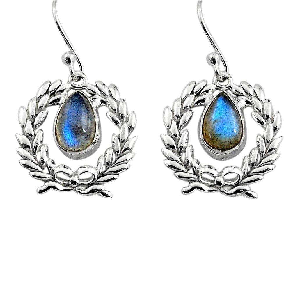 925 sterling silver 4.30cts natural blue labradorite dangle earrings p84944