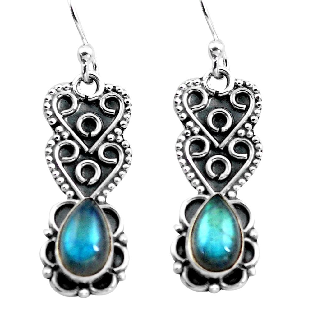 925 sterling silver 3.51cts natural blue labradorite dangle earrings p87564