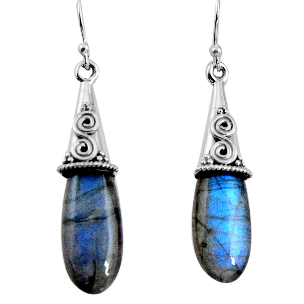 925 sterling silver 15.90cts natural blue labradorite dangle earrings p89707