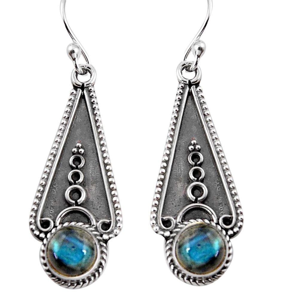 925 sterling silver 2.72cts natural blue labradorite dangle earrings p91339