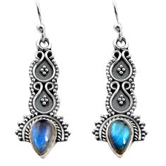 Clearance Sale- 925 sterling silver 3.52cts natural blue labradorite dangle earrings p91355