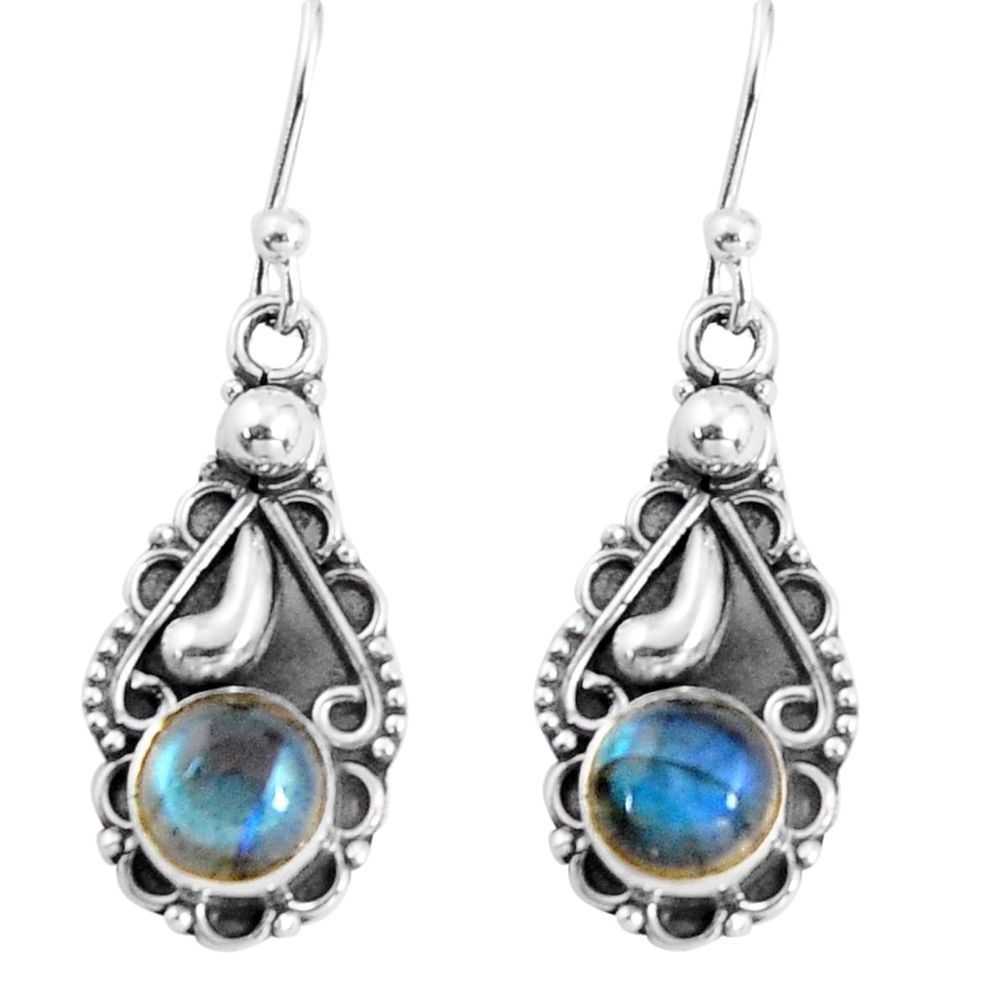 925 sterling silver 2.27cts natural blue labradorite dangle earrings p91388