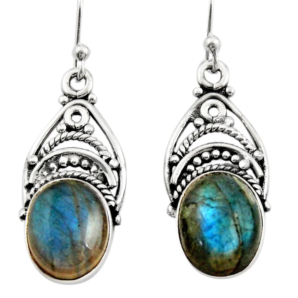 925 sterling silver 8.45cts natural blue labradorite dangle earrings r21684