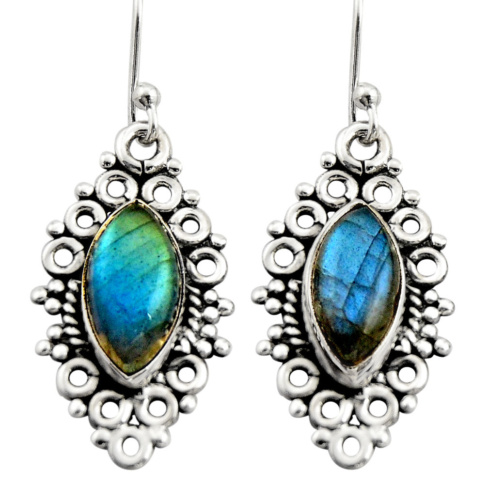 925 sterling silver 9.61cts natural blue labradorite dangle earrings r21724