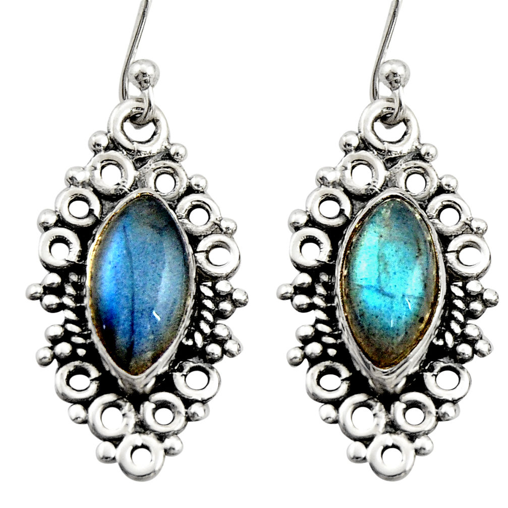 925 sterling silver 9.61cts natural blue labradorite dangle earrings r21728