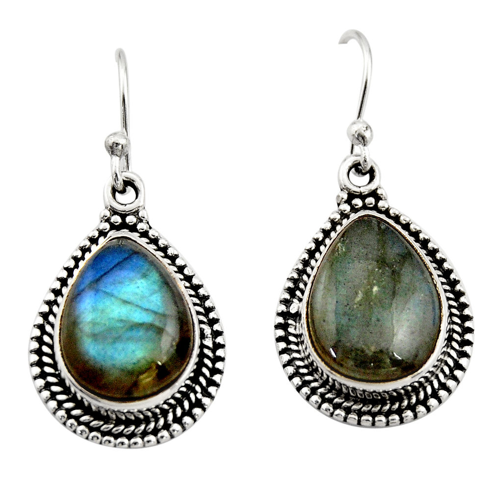 925 sterling silver 11.02cts natural blue labradorite dangle earrings r21987