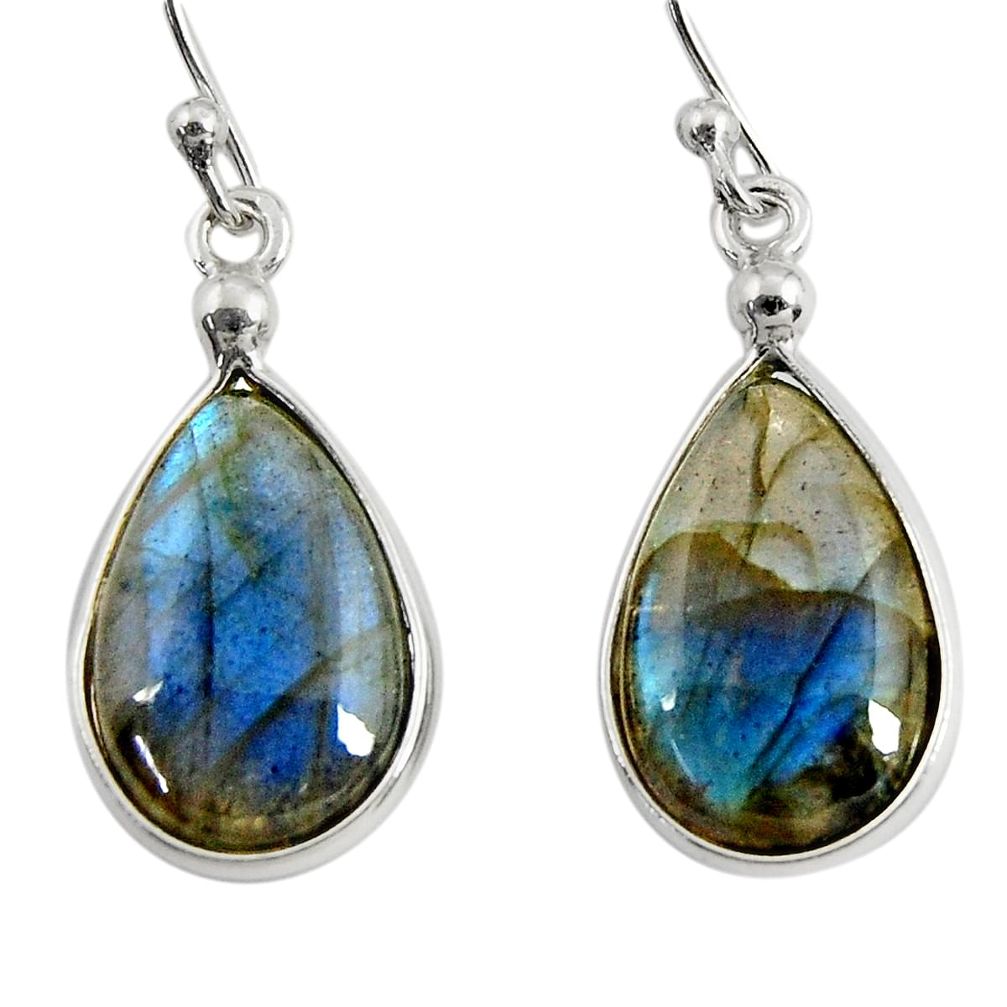 925 sterling silver 11.28cts natural blue labradorite dangle earrings r29187