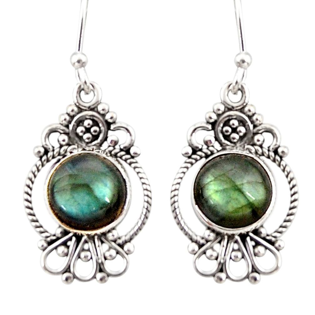 925 sterling silver 6.61cts natural blue labradorite dangle earrings r31112