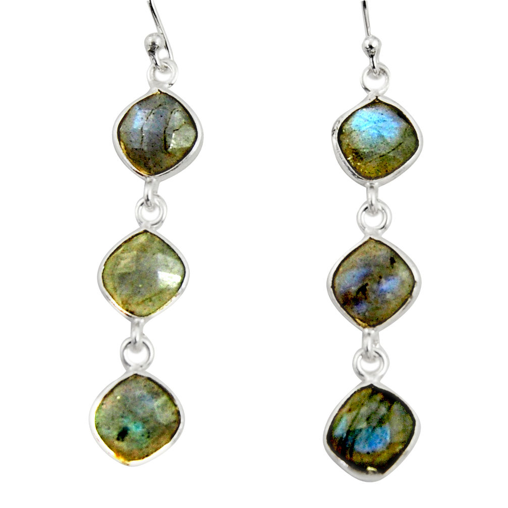 925 sterling silver 11.66cts natural blue labradorite dangle earrings r33538