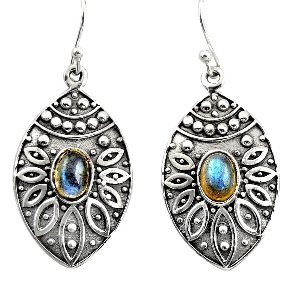 925 sterling silver 3.14cts natural blue labradorite dangle earrings r38080