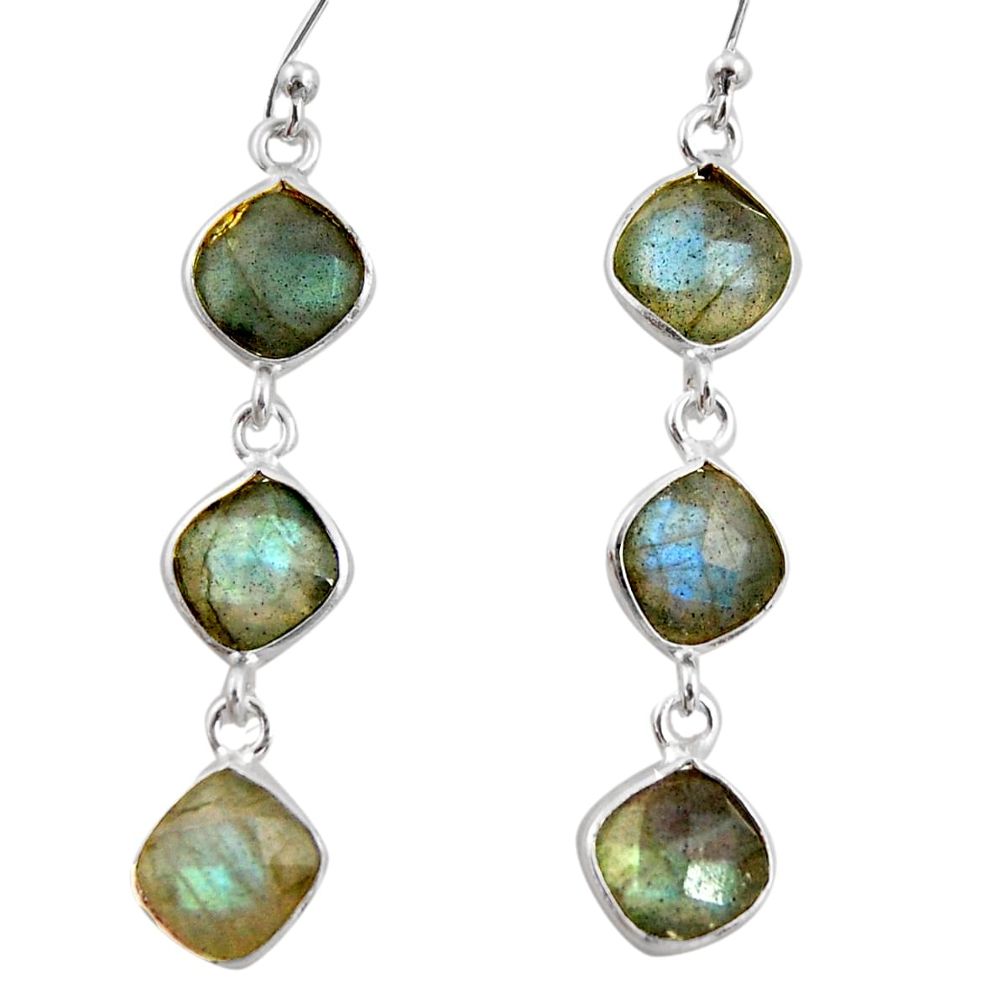 925 sterling silver 11.93cts natural blue labradorite dangle earrings r38676